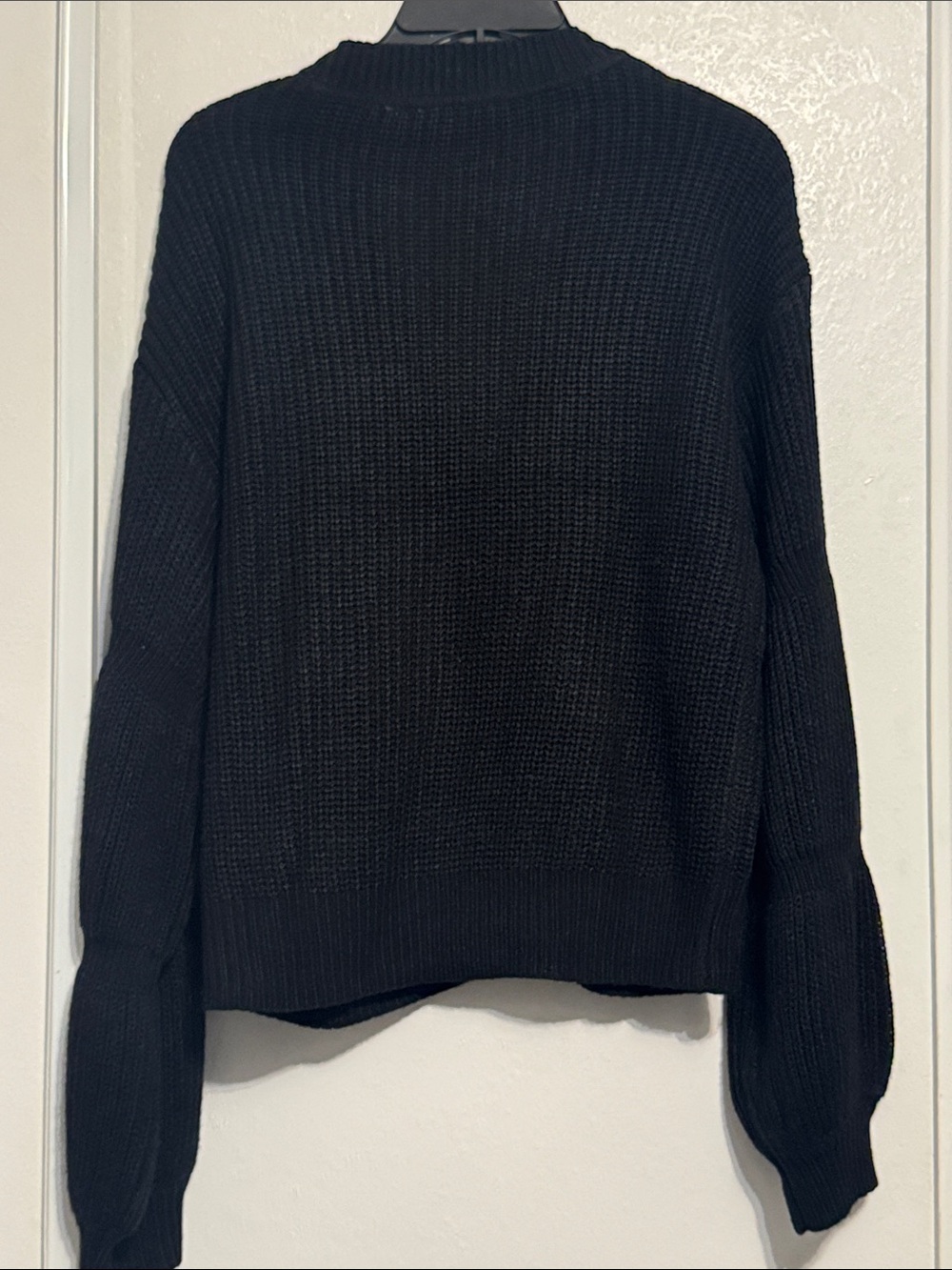 Black Ribbed V-Neck Button Cardigan - Picture 2 of 5